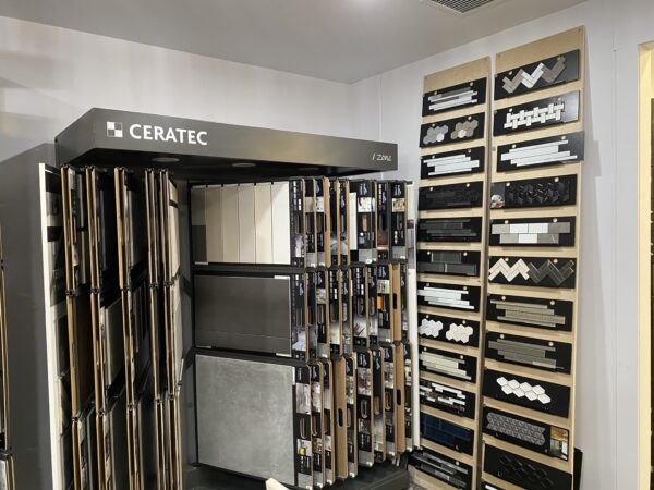 The tile section at Nufloors Kamloops, featuring flooring samples from Ceratec