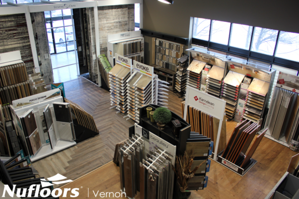 Top-down view of the interior of Nufloors Vernon store.