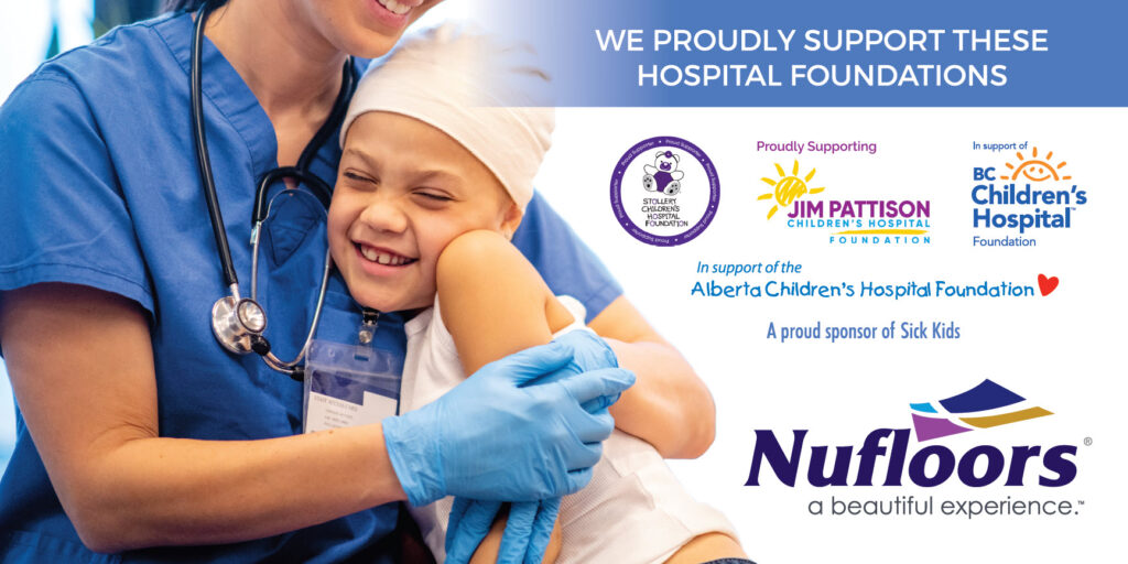 Nufloors children's hospital fundraiser banner.