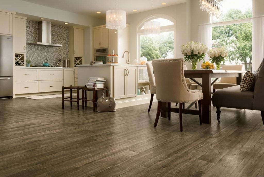 Luxury vinyl in faux-hardwood