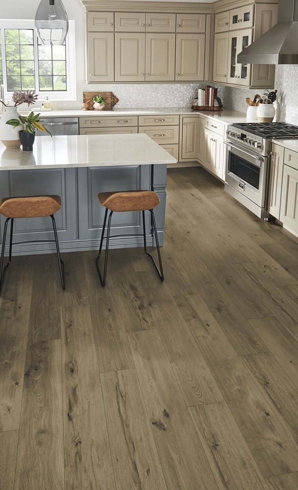 Anthology Suede flooring in kitchen; pertaining to recent flooring innvations.