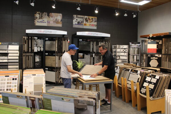 Doug Cannell Helping a Customer at Nufloors Salmon Arm