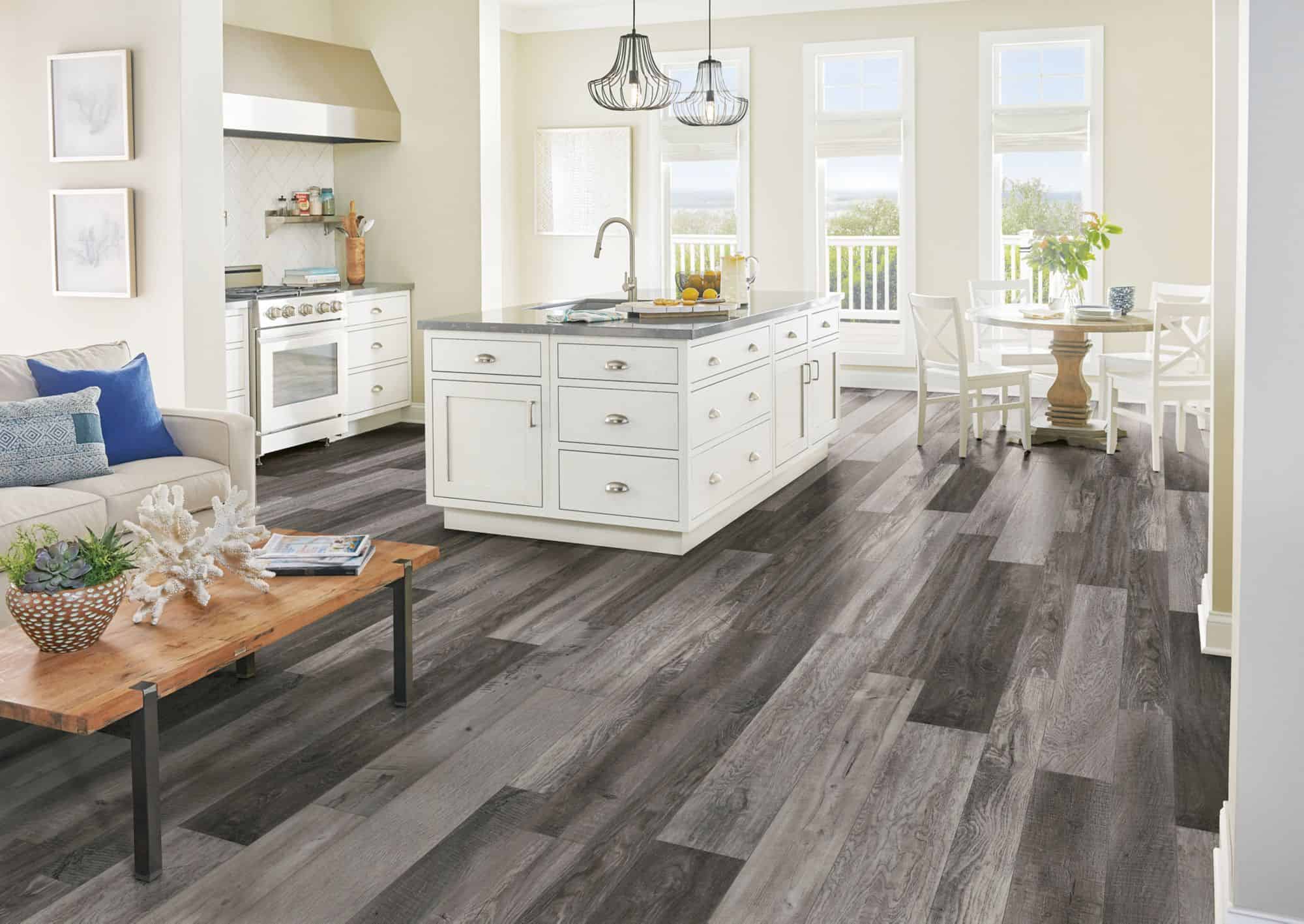 Elements of Heritage Flooring in open concept kitchen and living