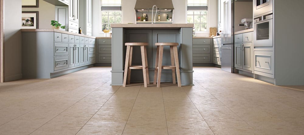 Light brown floor in a kitchen.