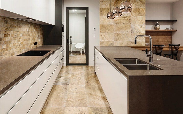 Beige natural Stone Tiling in Kitchen