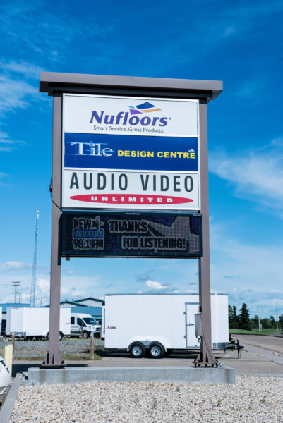 Nufloors Camrose Store Exterior Road Sign