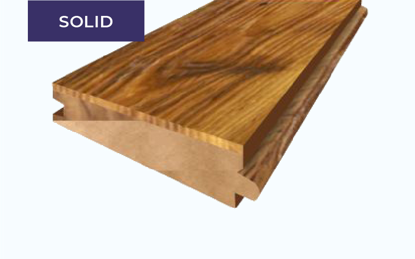 Individual plank of solid hardwood flooring.