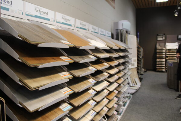 Nufloors Salmon Arm Store Interior with Vinyl Flooring Samples