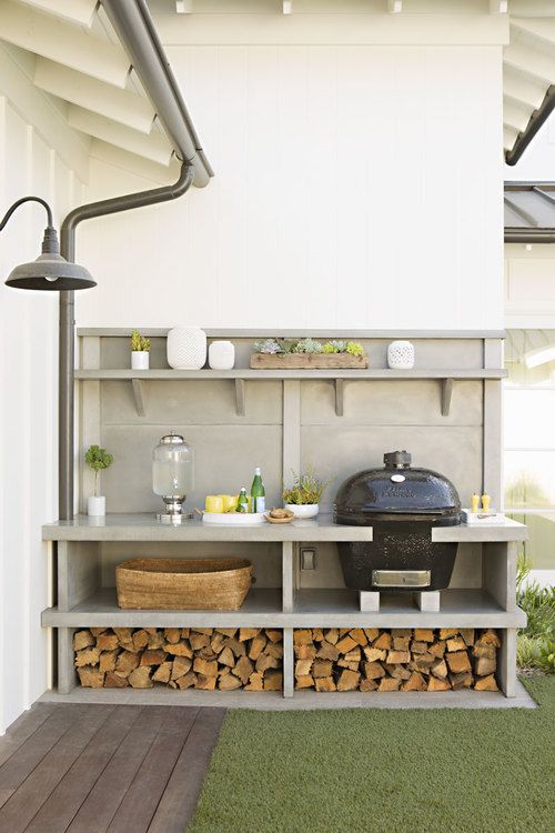 Outdoor barbecue and cooking station.