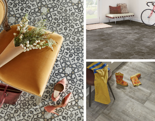 Collage of 3 different types of Sheet Vinyl Flooring