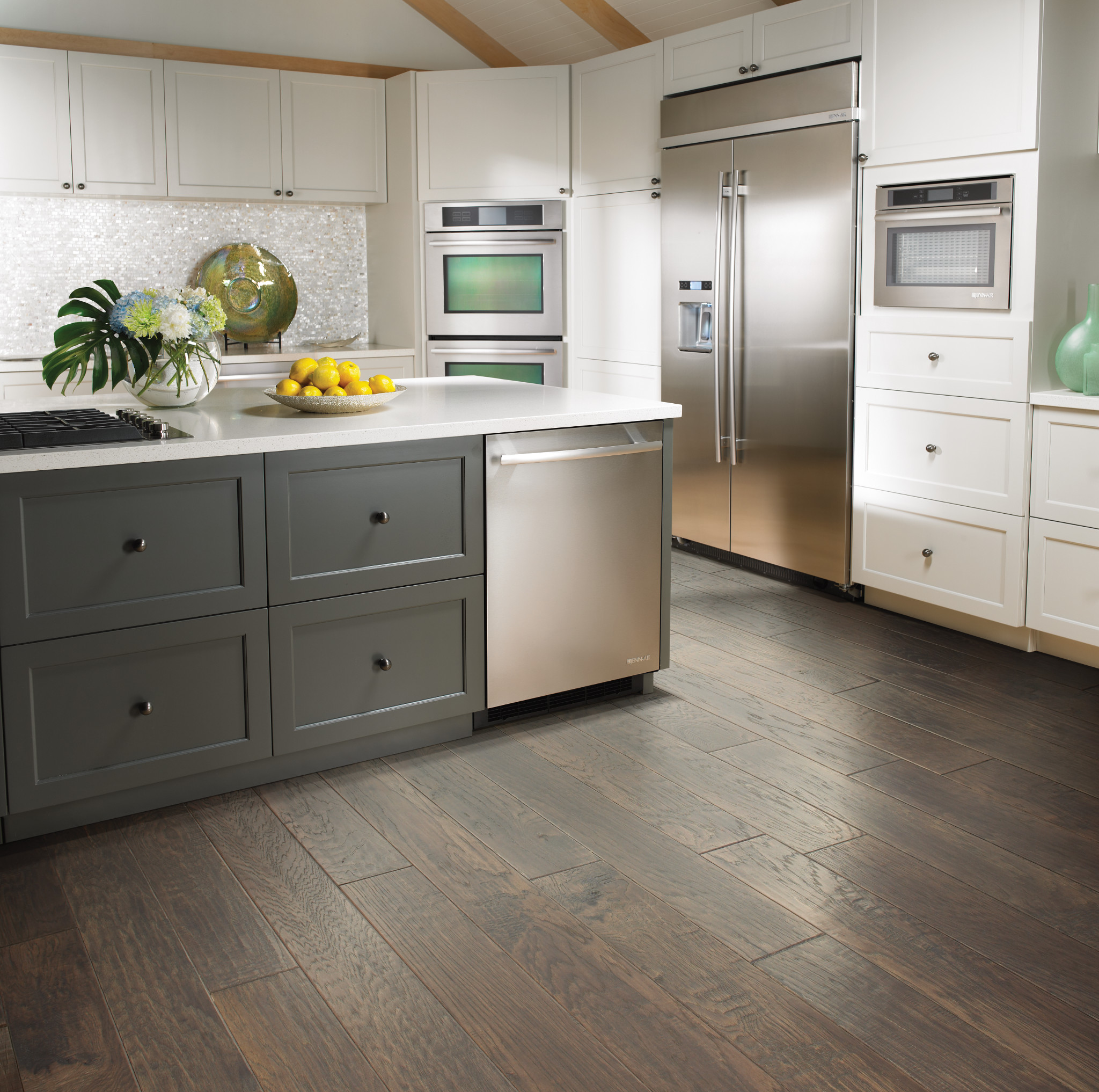 Kitchen with Hickory flooring