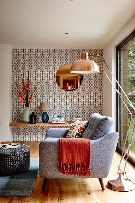A sofa in a living room.
